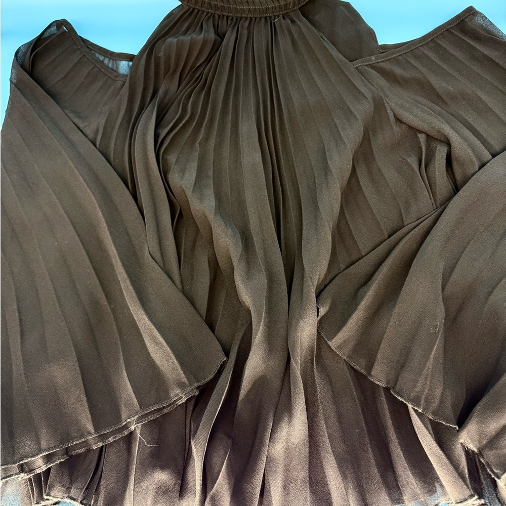 VENUS Brown A-Line Pleated Top